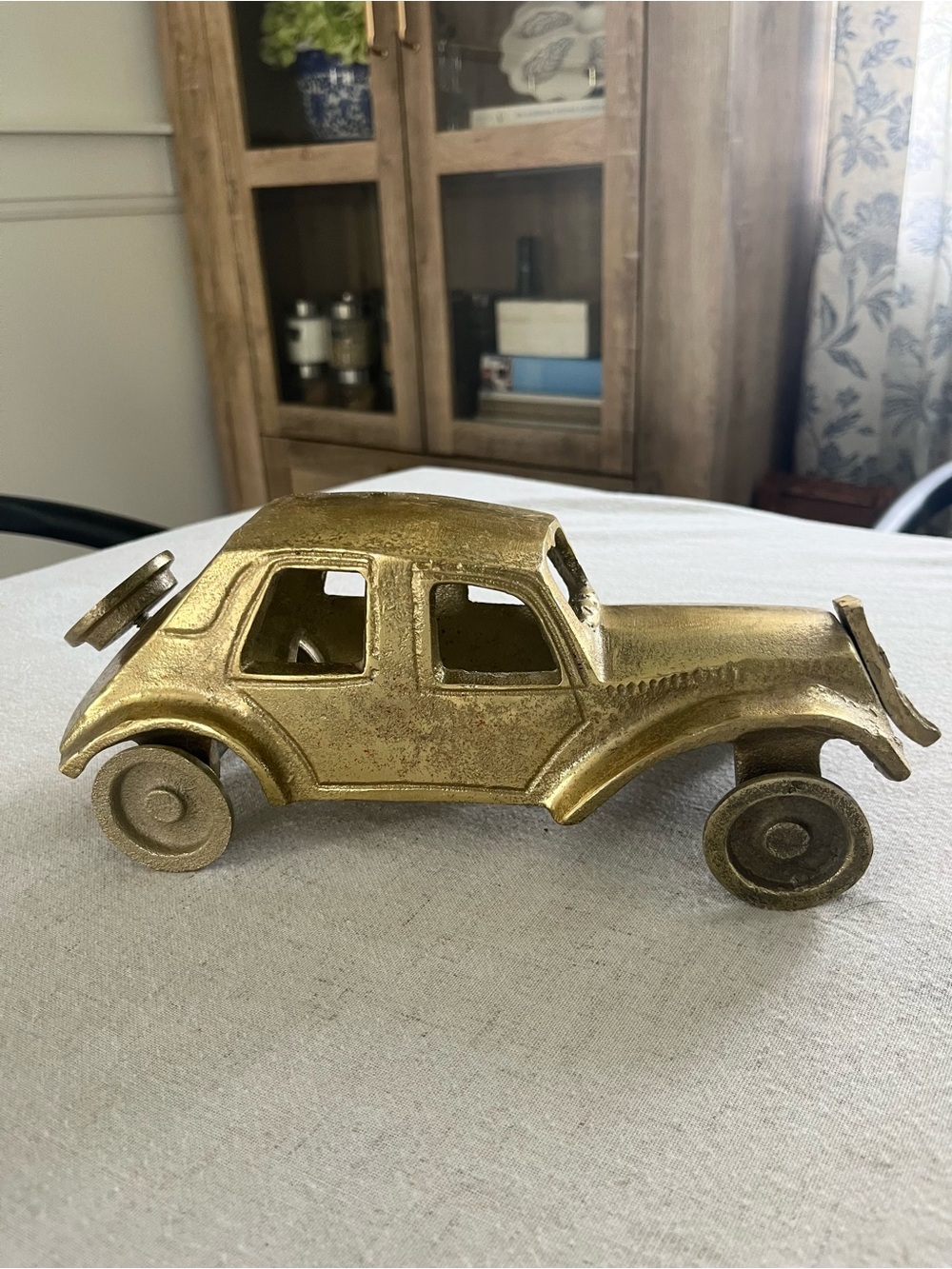 Brass Finish Decorative Vintage Car Sculpture - Gold Accent
